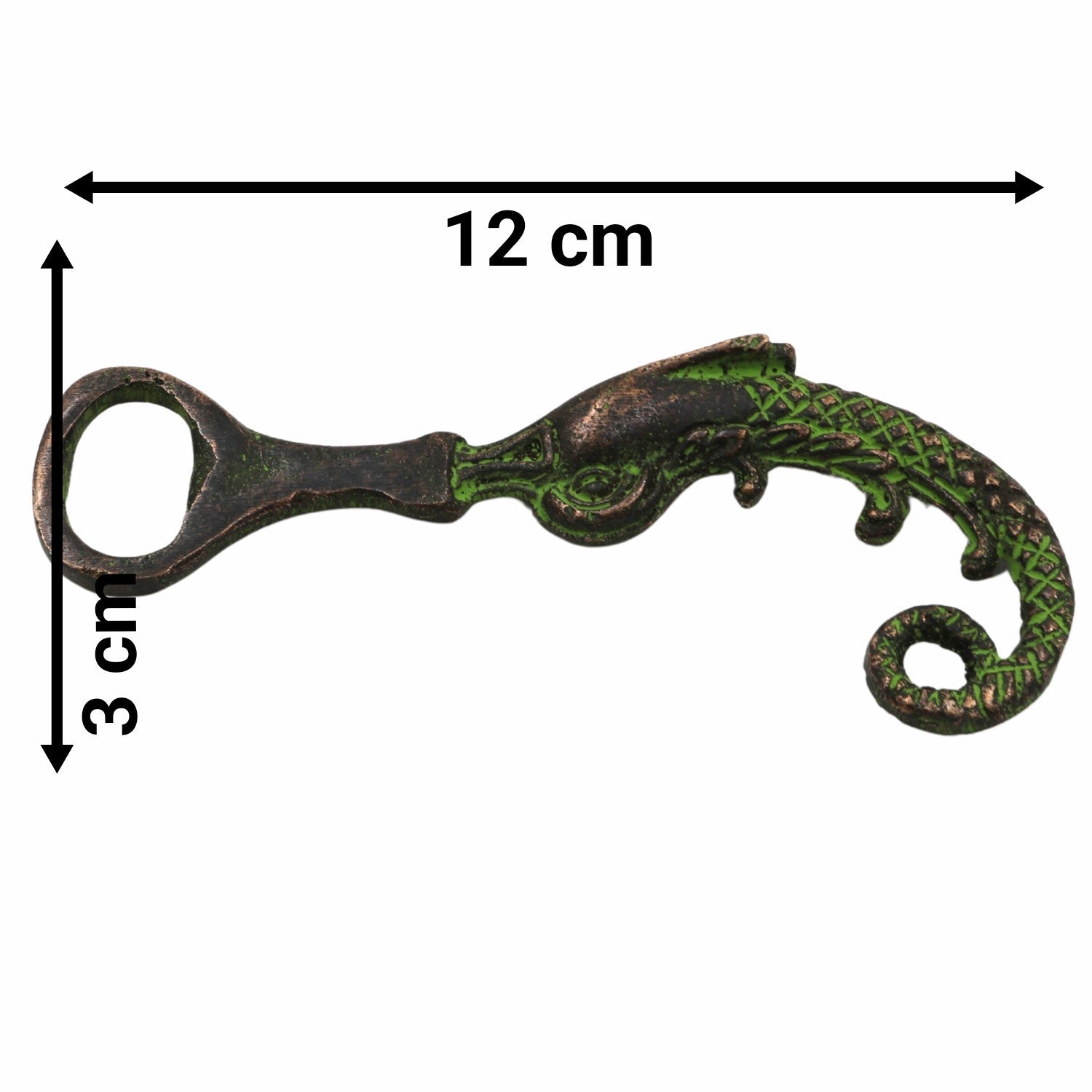 Bhunes Brass Bastar Art Bottle Opener, Tribal Handmande Opener,Green, 4.5 Inch, 1 Piece