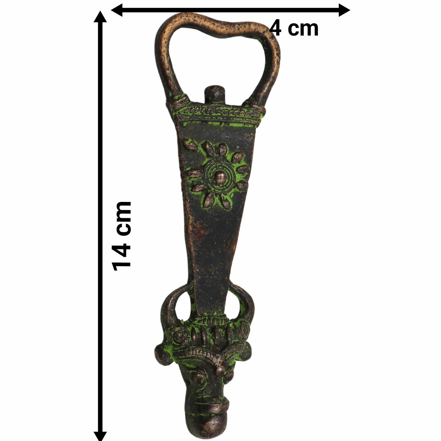 Bhunes Brass Bastar Art Bottle Opener, Tribal Handmande Opener,Green, 5.5 Inch, 1 Piece
