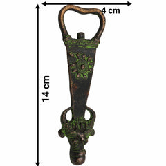 Bhunes Brass Bastar Art Bottle Opener, Tribal Handmande Opener,Green, 5.5 Inch, 1 Piece