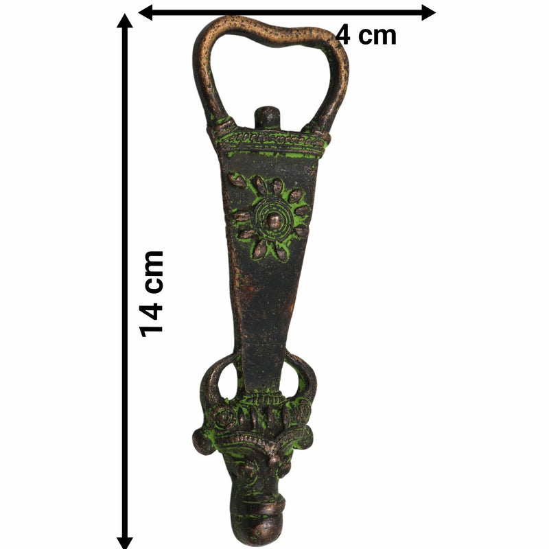 Bhunes Brass Bastar Art Bottle Opener, Tribal Handmande Opener,Green, 5.5 Inch, 1 Piece