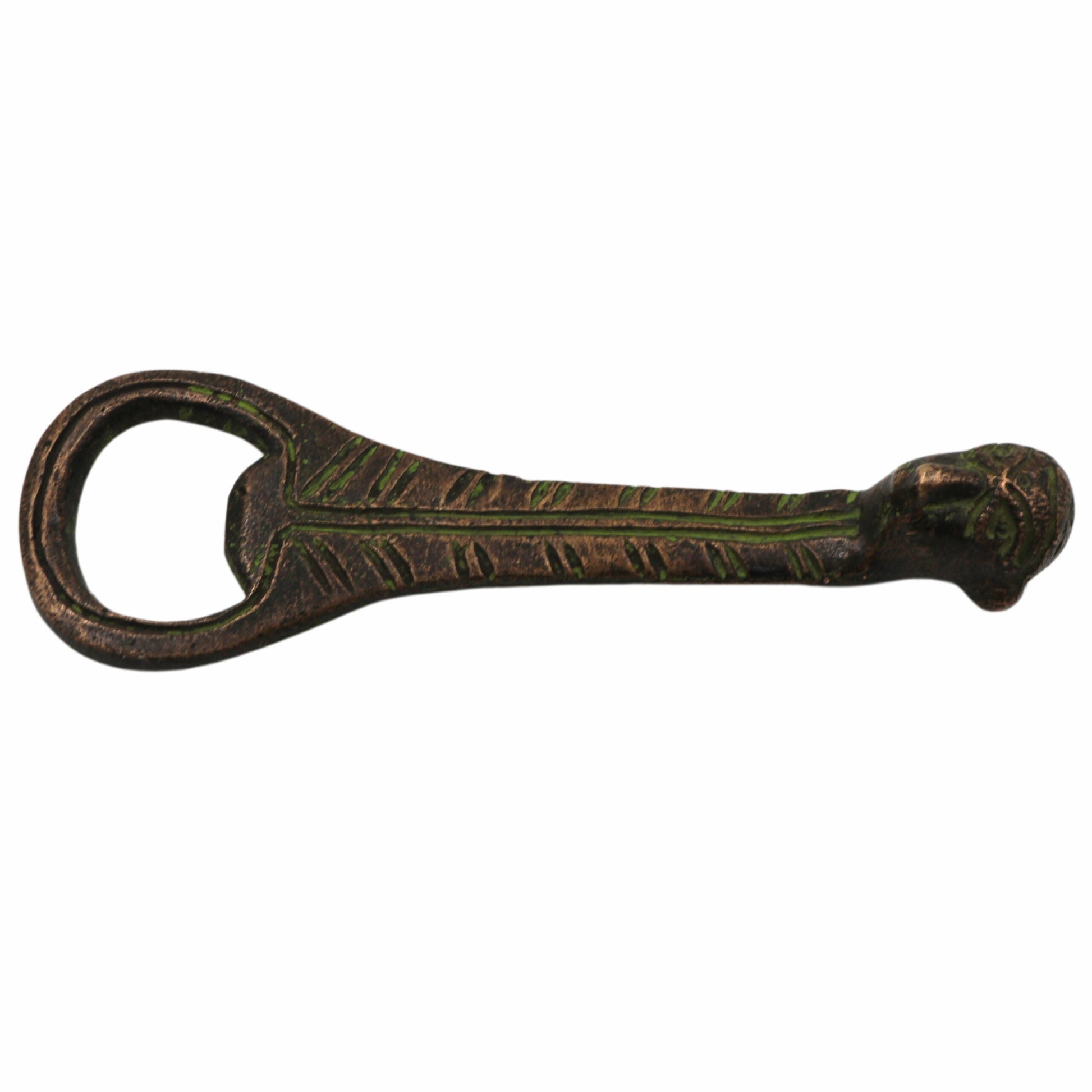 Bhunes Brass Bastar Art Bottle Opener, Tribal Handmande Opener,Gold, 4 Inch, 1 Piece