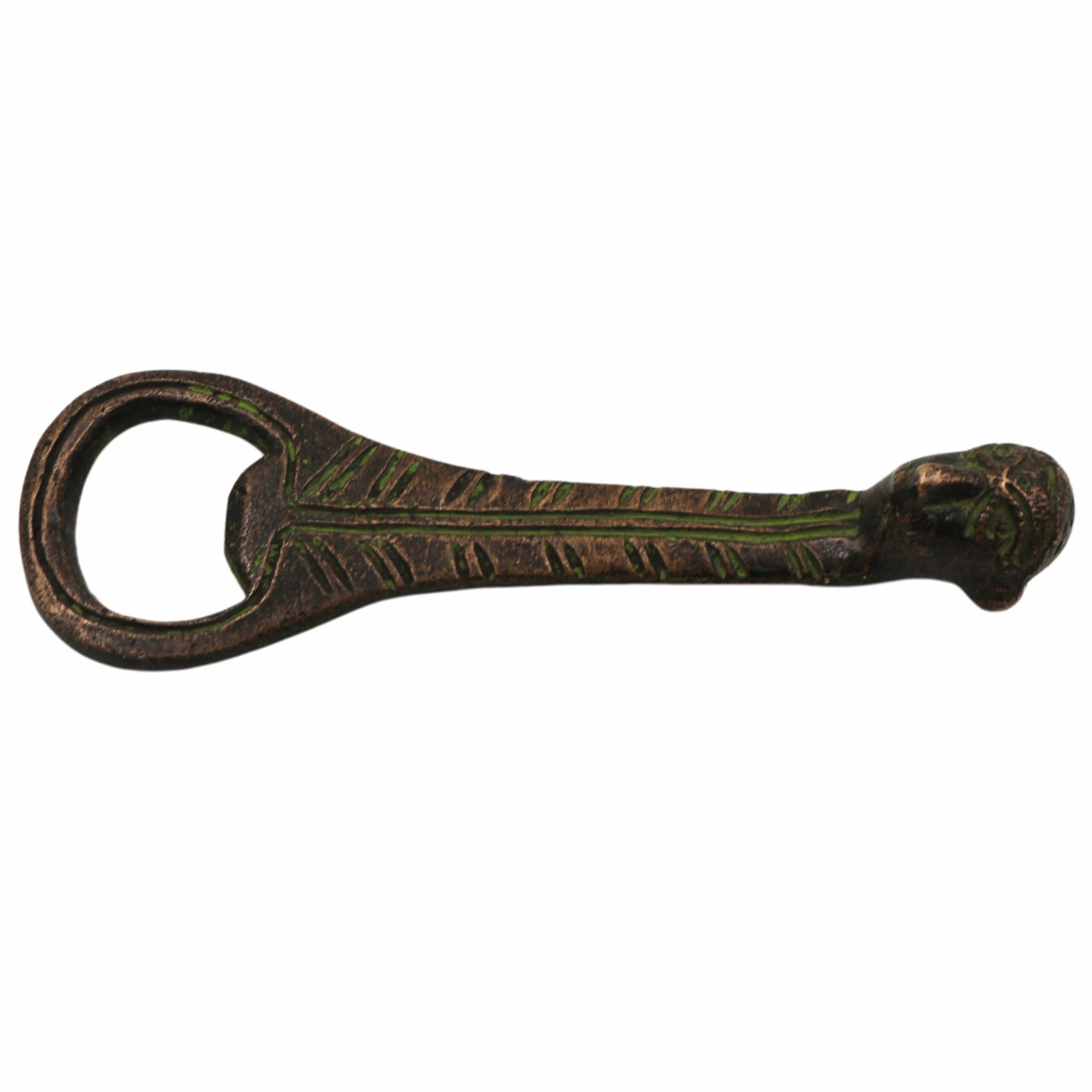 Bhunes Brass Bastar Art Bottle Opener, Tribal Handmande Opener,Gold, 4 Inch, 1 Piece