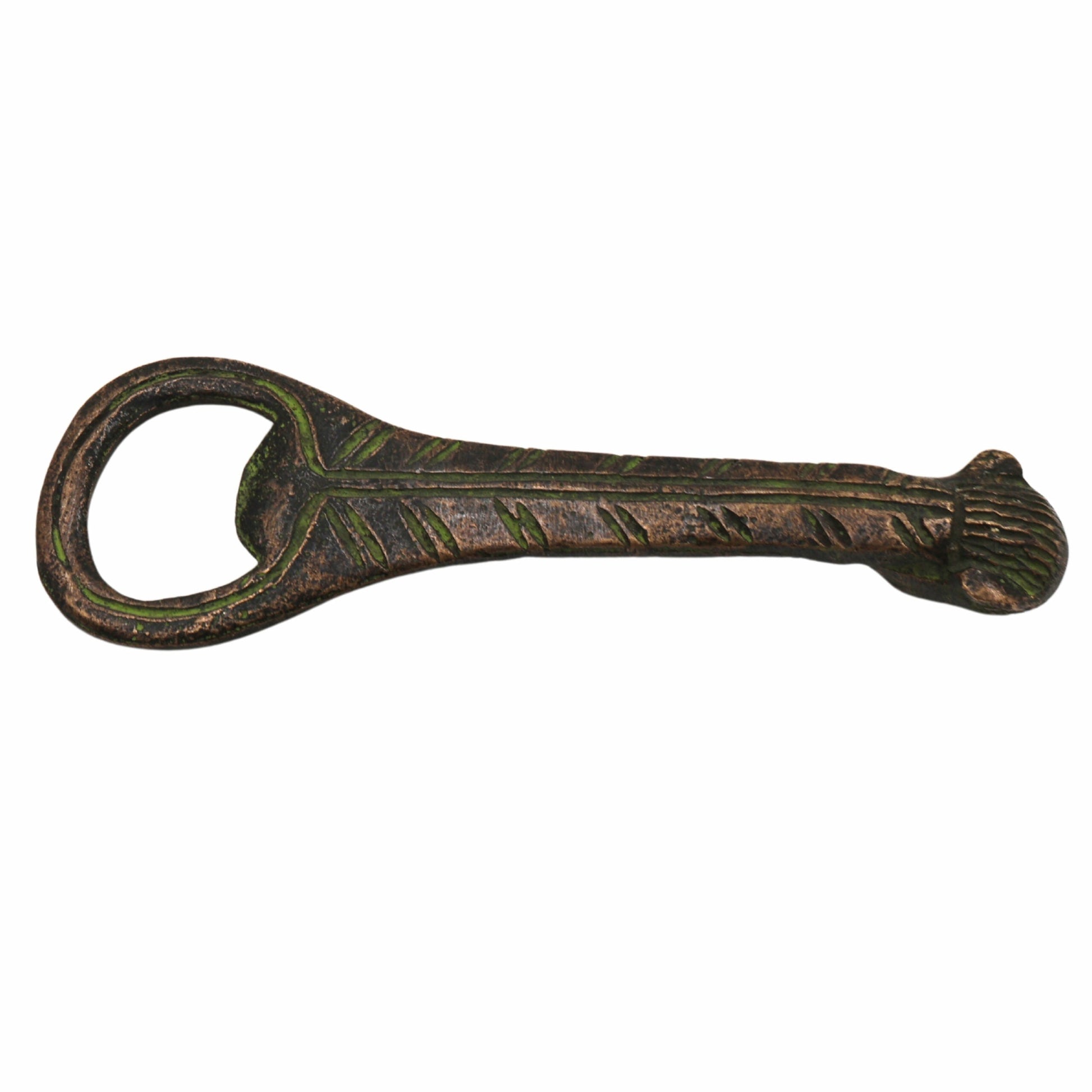 Bhunes Brass Bastar Art Bottle Opener, Tribal Handmande Opener,Gold, 4 Inch, 1 Piece