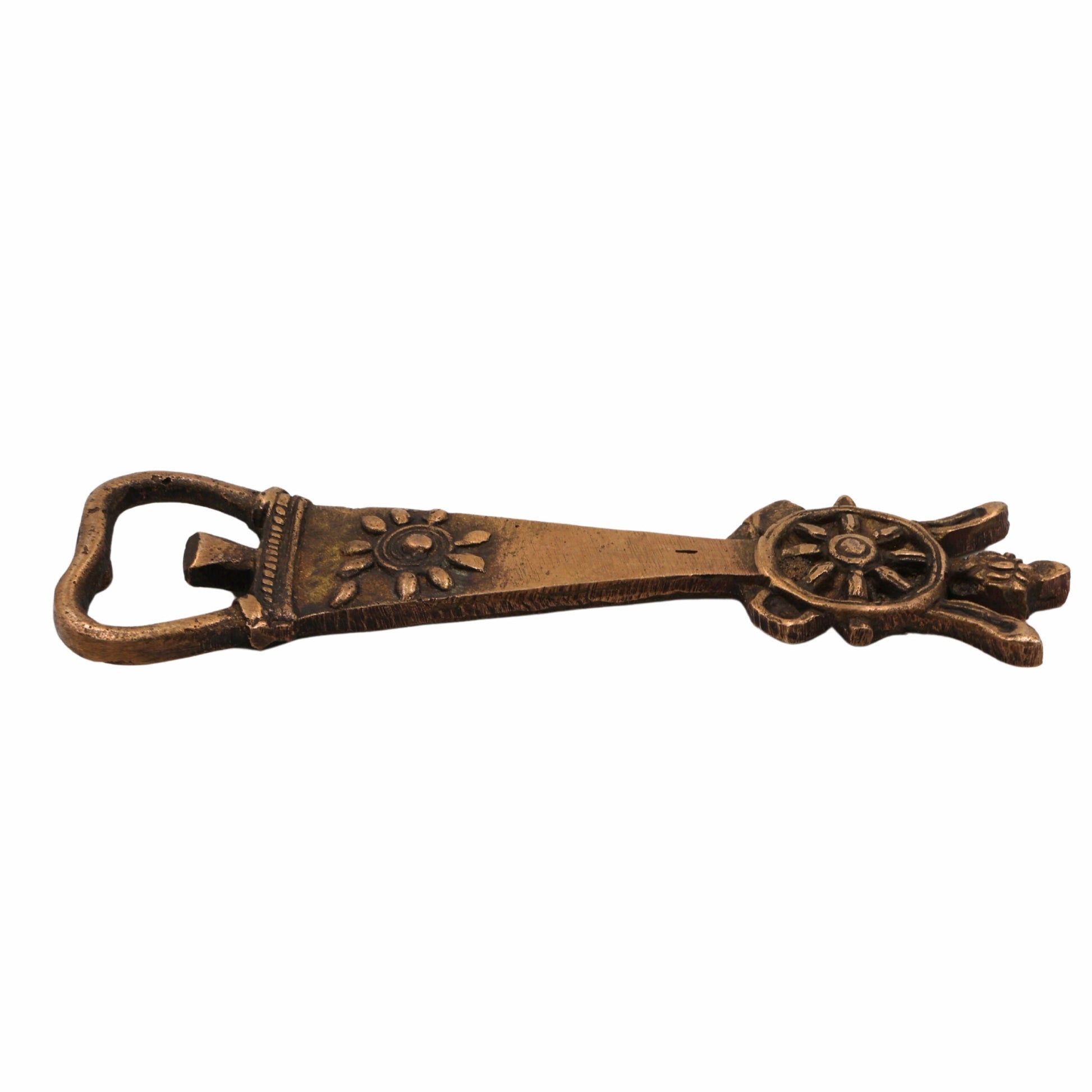 Bhunes Brass Bastar Art Bottle Opener, Tribal Handmande Opener,Green, 6 Inch, 1 Piece