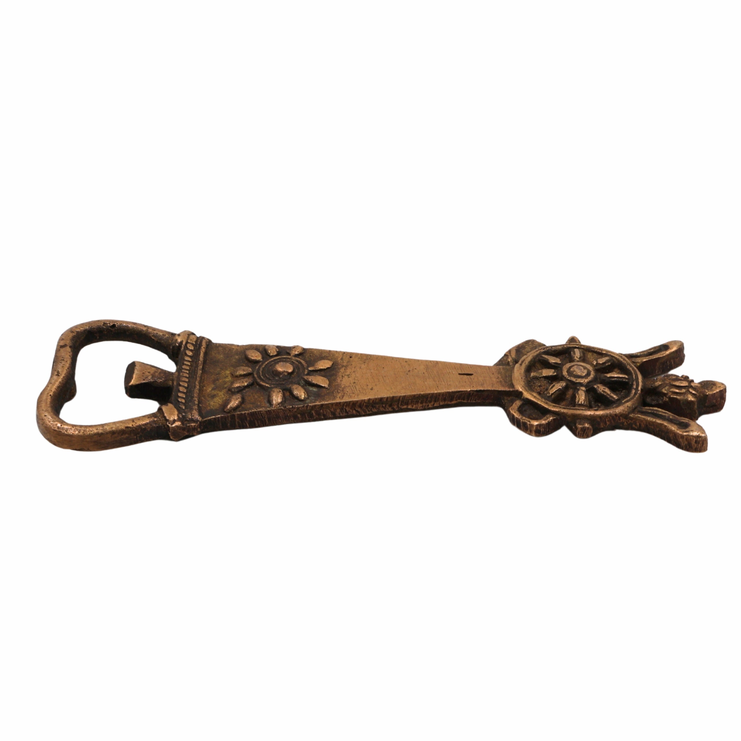 Bhunes Brass Bastar Art Bottle Opener, Tribal Handmande Opener,Green, 6 Inch, 1 Piece