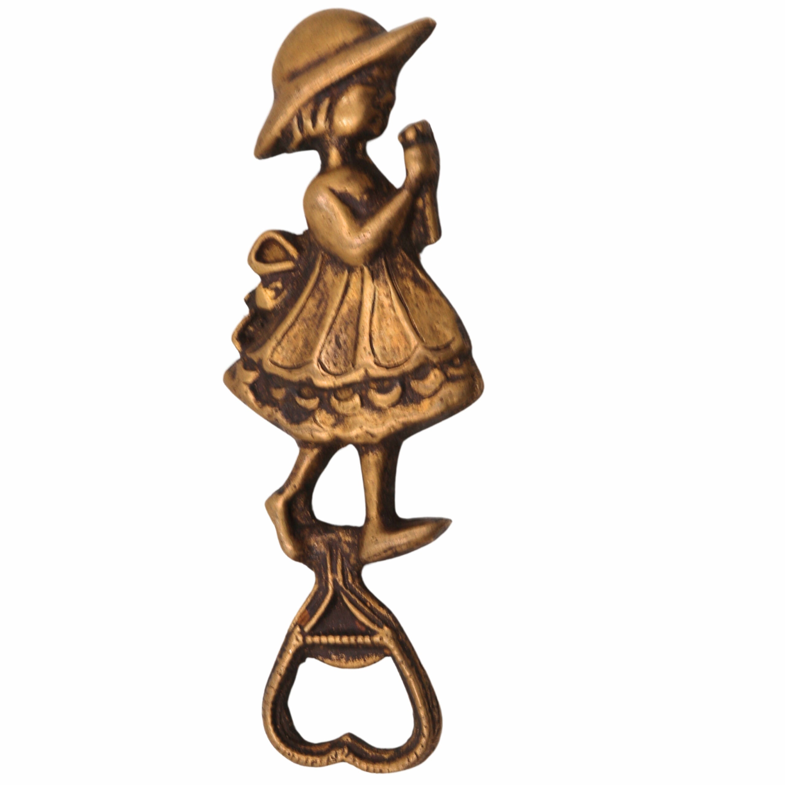 Bhunes Brass Bastar Art Bottle Opener, Tribal Handmande Opener,Gold, 5.5 Inch, 1 Piece