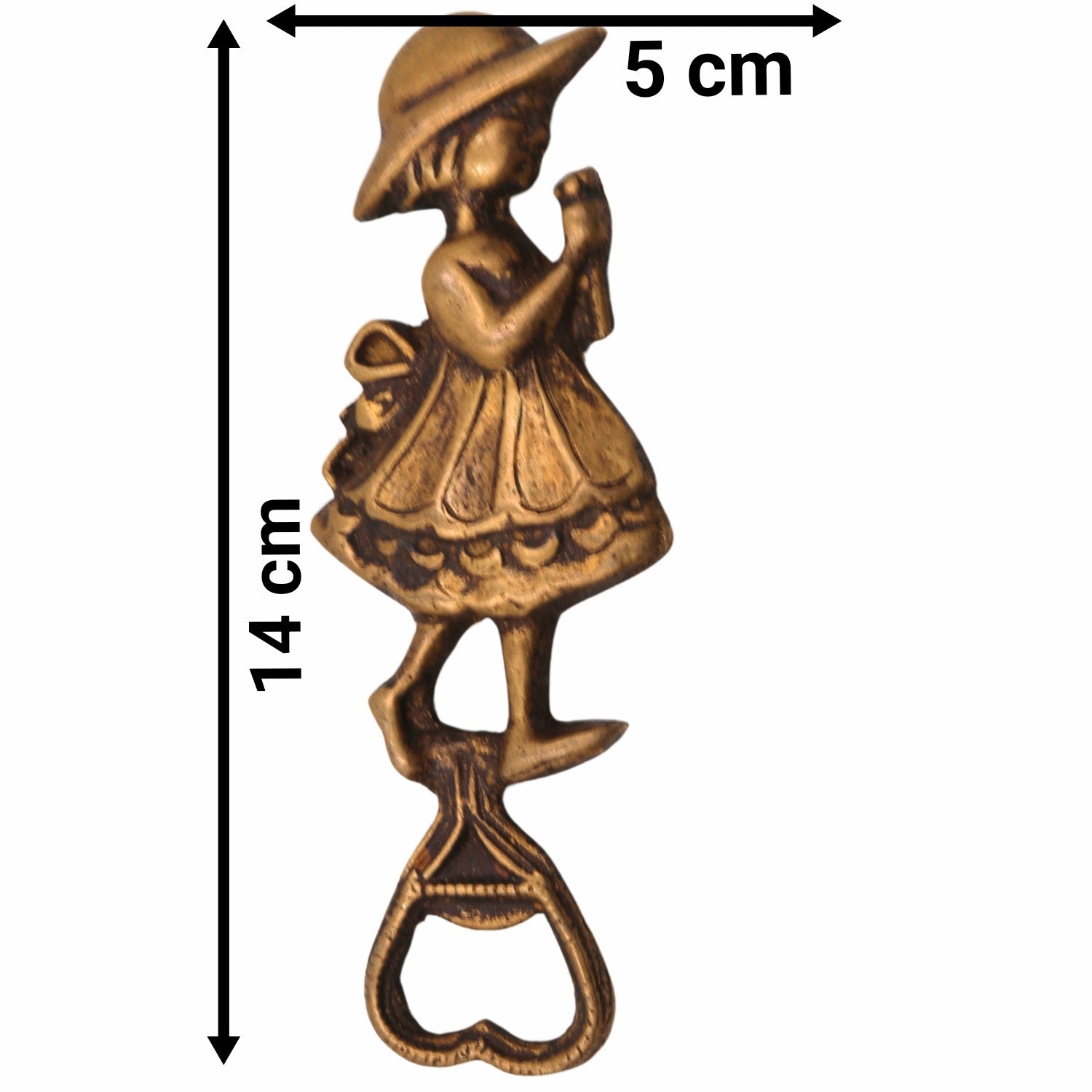 Bhunes Brass Bastar Art Bottle Opener, Tribal Handmande Opener,Gold, 5.5 Inch, 1 Piece