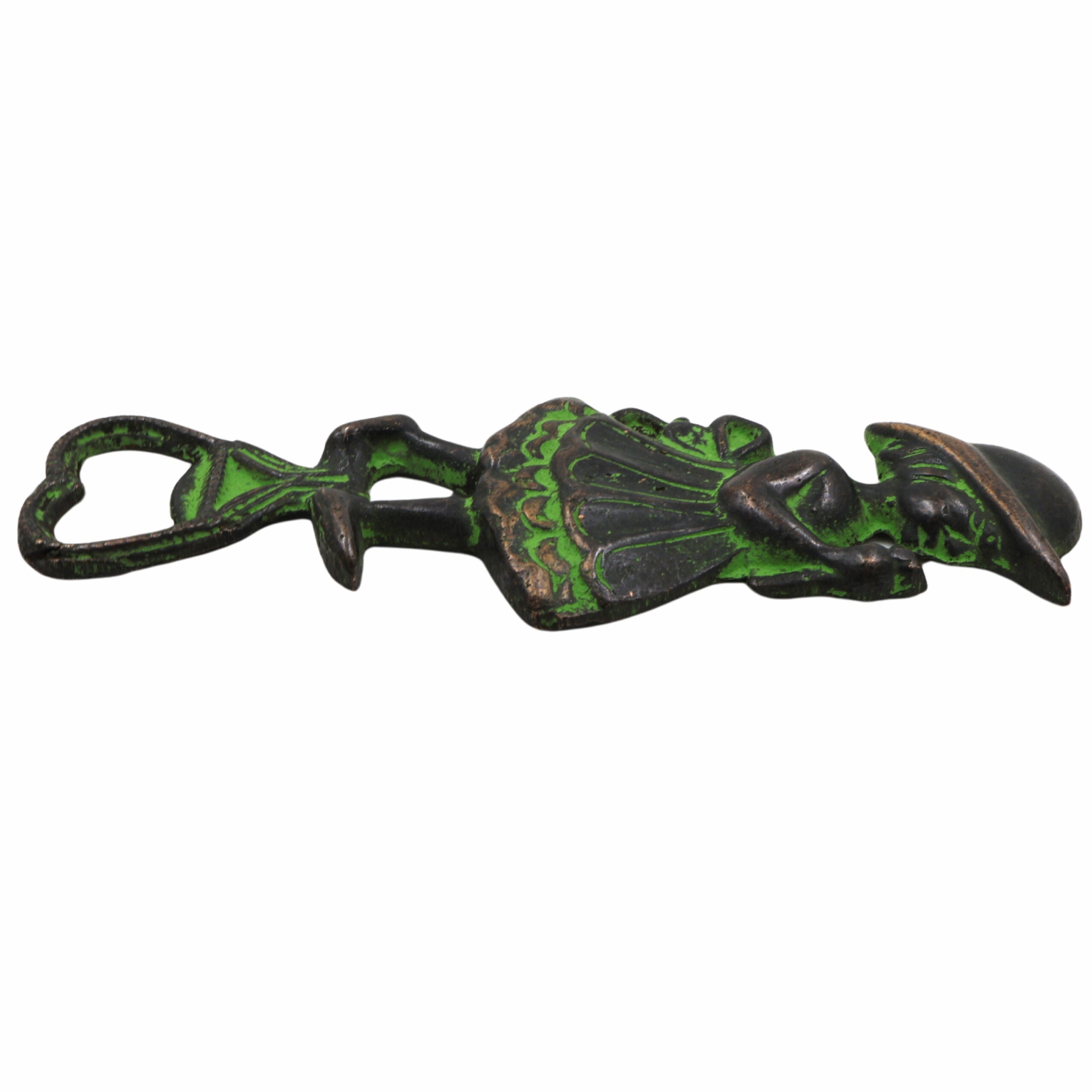 Bhunes Brass Bastar Art Bottle Opener, Tribal Handmande Opener,Green, 5.5 Inch, 1 Piece