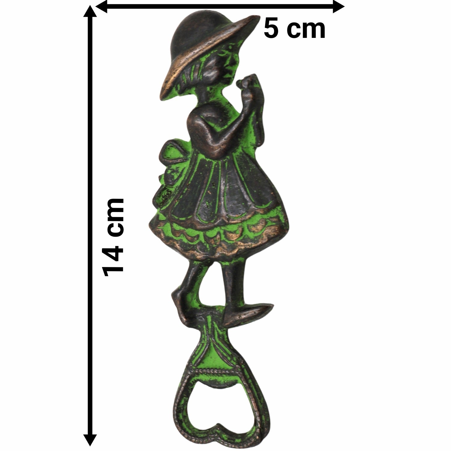Bhunes Brass Bastar Art Bottle Opener, Tribal Handmande Opener,Green, 5.5 Inch, 1 Piece