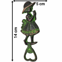 Bhunes Brass Bastar Art Bottle Opener, Tribal Handmande Opener,Green, 5.5 Inch, 1 Piece
