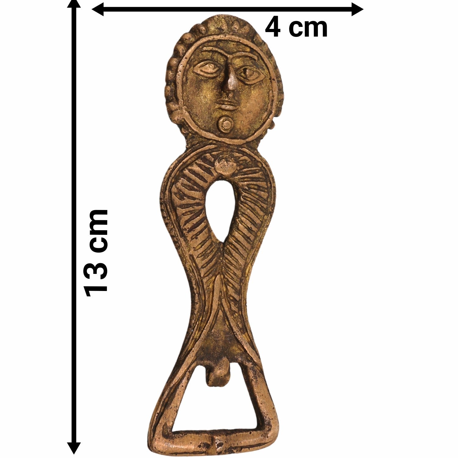 Bhunes Brass Bastar Art Bottle Opener, Tribal Handmande Opener,Gold, 5 Inch, 1 Piece