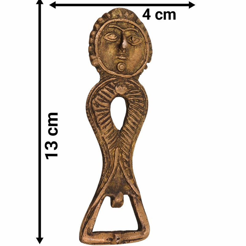 Bhunes Brass Bastar Art Bottle Opener, Tribal Handmande Opener,Gold, 5 Inch, 1 Piece