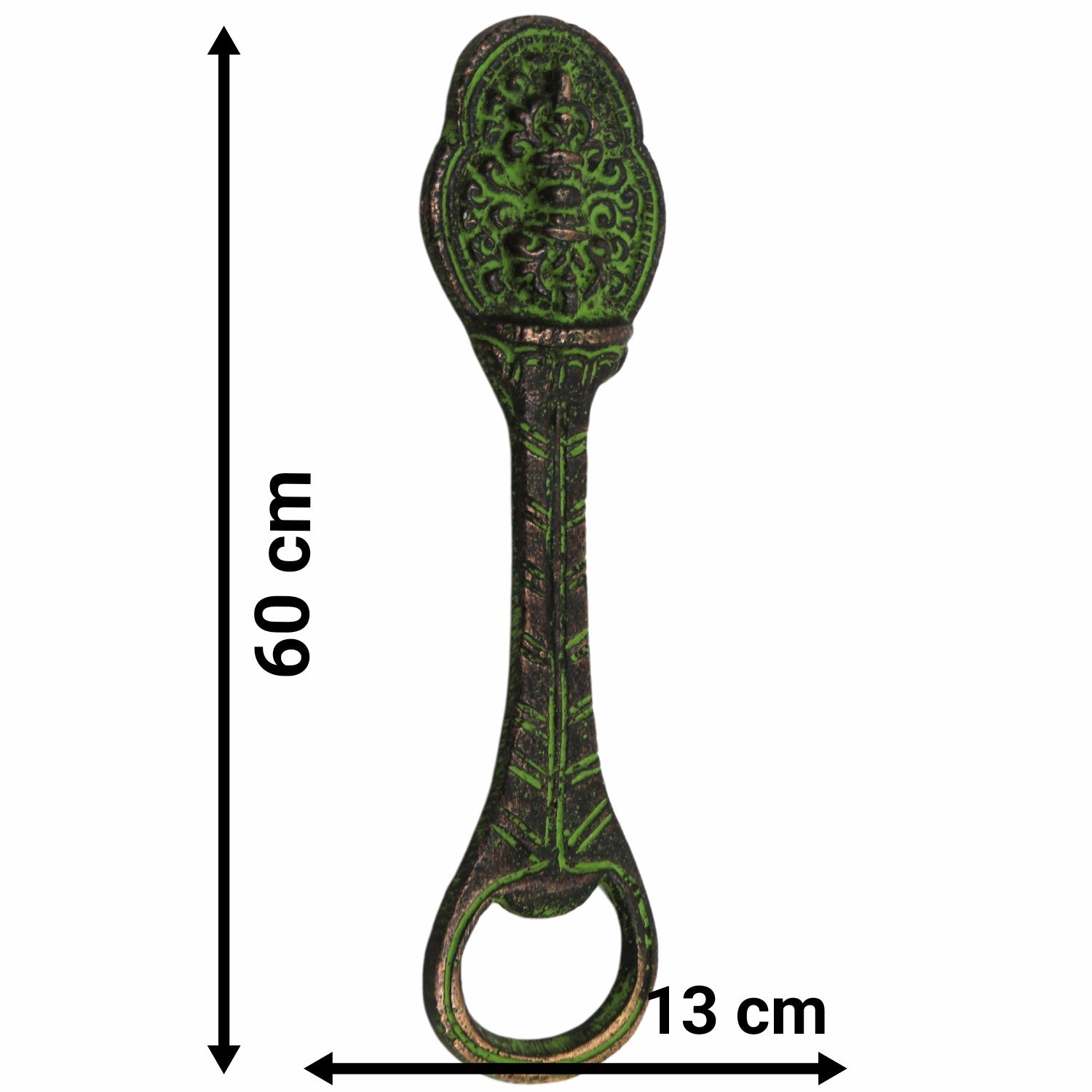 Bhunes Brass Bastar Art Bottle Opener, Tribal Handmande Opener,Green, 5 Inch, 1 Piece