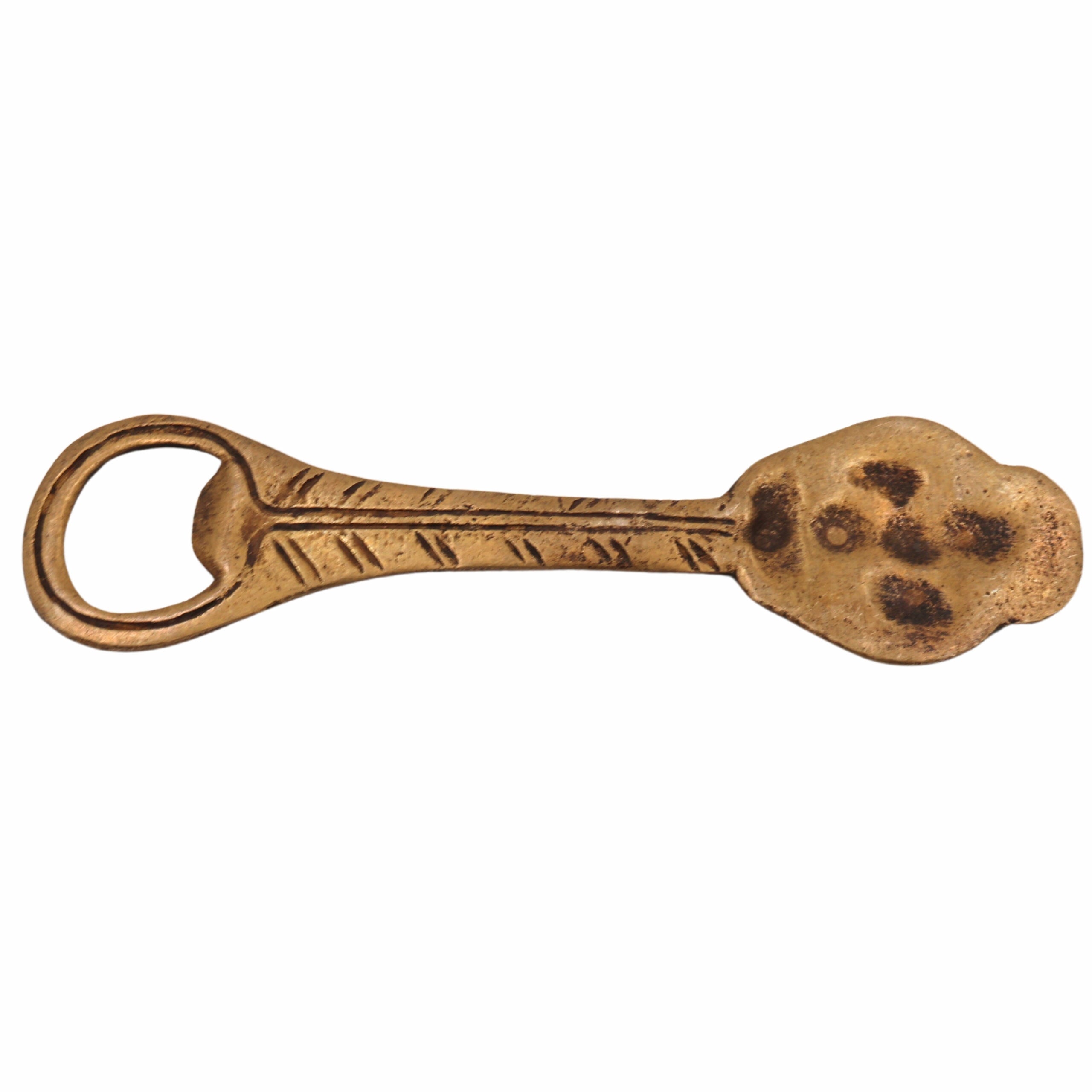 Bhunes Brass Bastar Art Bottle Opener, Tribal Handmande Opener,Gold, 5 Inch, 1 Piece