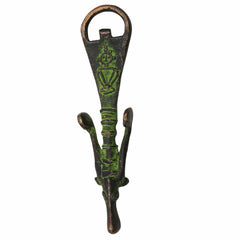 Bhunes Brass Bastar Art Bottle Opener, Tribal Handmande Opener,Green, 6.5 Inch, 1 Piece