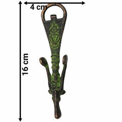 Bhunes Brass Bastar Art Bottle Opener, Tribal Handmande Opener,Green, 6.5 Inch, 1 Piece