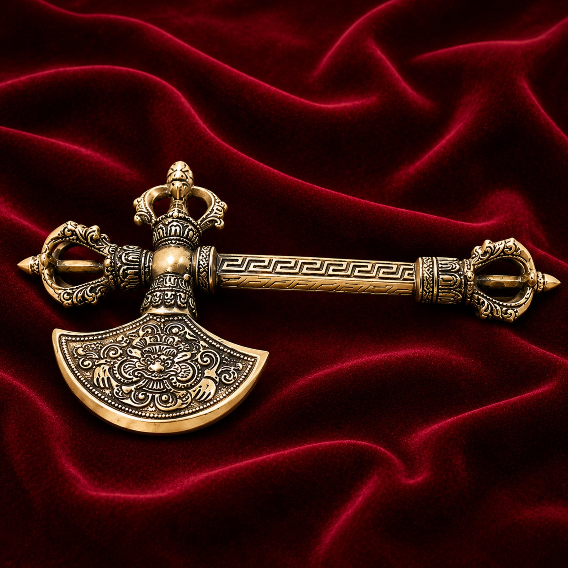 Brass Phurba Vajra Idol, Tibetan Dorje Kila Dagger of Vajrakilaya for Tantric Rituals, Meditation & Protection,Gold, 10 Inch, 1 Piece