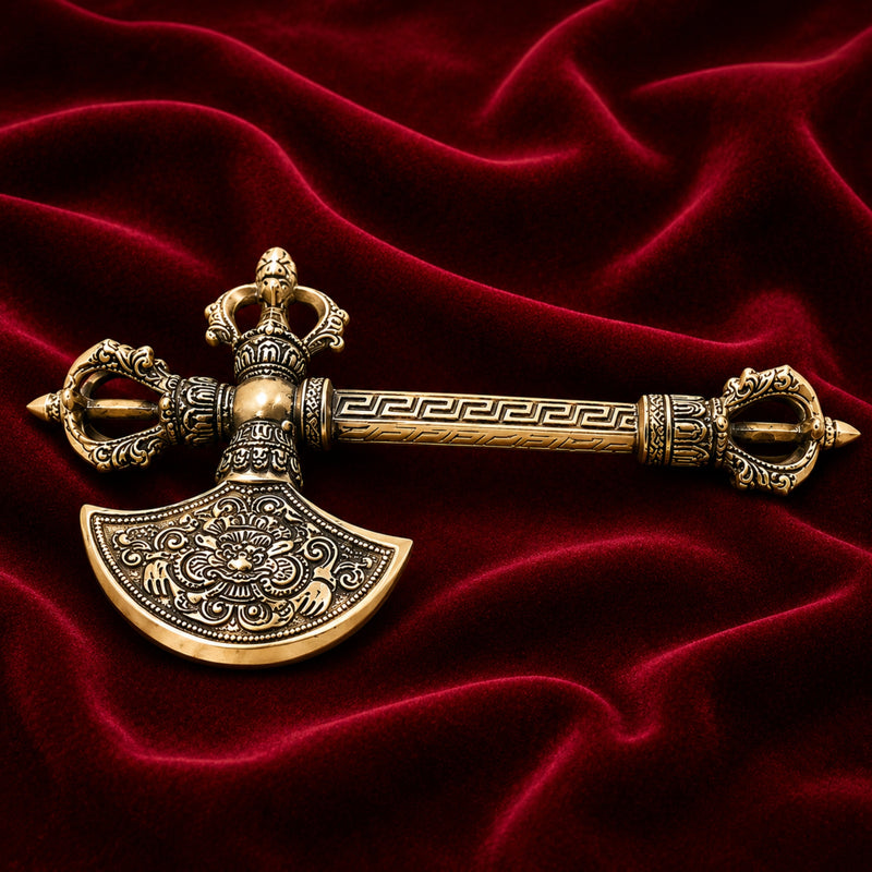 Brass Phurba Vajra Idol, Tibetan Dorje Kila Dagger of Vajrakilaya for Tantric Rituals, Meditation & Protection,Gold, 10 Inch, 1 Piece