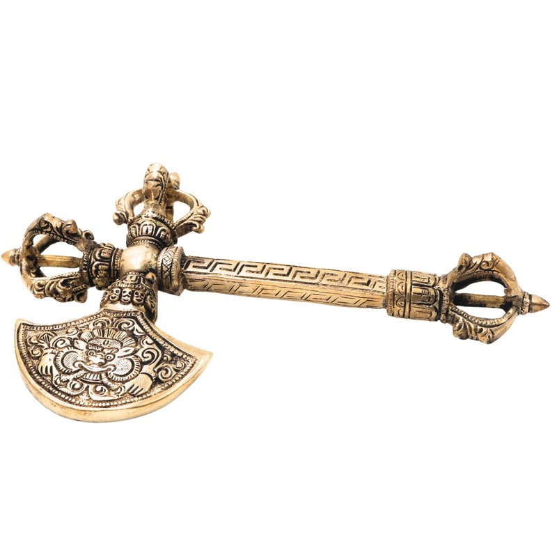 Brass Phurba Vajra Idol, Tibetan Dorje Kila Dagger of Vajrakilaya for Tantric Rituals, Meditation & Protection,Gold, 10 Inch, 1 Piece