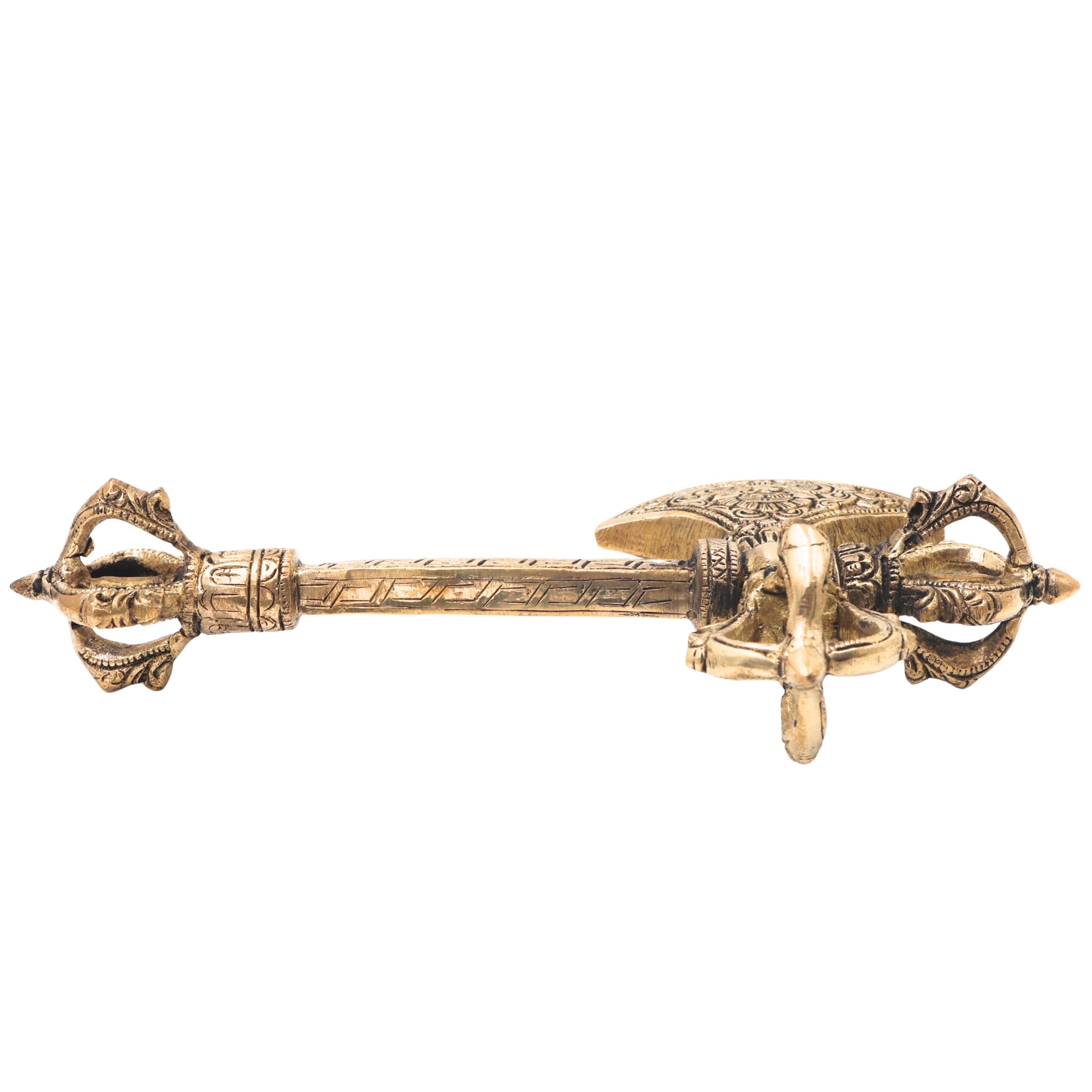 Brass Phurba Vajra Idol, Tibetan Dorje Kila Dagger of Vajrakilaya for Tantric Rituals, Meditation & Protection,Gold, 10 Inch, 1 Piece