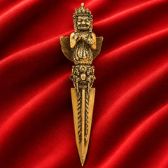 Brass Phurba Vajra Idol – Tibetan Dorje Kila Dagger for Pooja, Tantric Rituals, Vajrakilaya Murti, Buddhist Spiritual Sculpture,Gold, 12 Inch, 1 Piece
