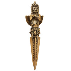 Brass Phurba Vajra Idol – Tibetan Dorje Kila Dagger for Pooja, Tantric Rituals, Vajrakilaya Murti, Buddhist Spiritual Sculpture,Gold, 12 Inch, 1 Piece