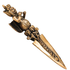 Brass Phurba Vajra Idol – Tibetan Dorje Kila Dagger for Pooja, Tantric Rituals, Vajrakilaya Murti, Buddhist Spiritual Sculpture,Gold, 12 Inch, 1 Piece