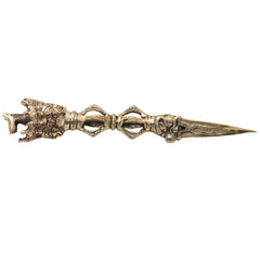 Brass Phurba Vajrakilaya Idol, Tibetan Dorje Vajra Kila Purbha Ritual Dagger for Puja, Tantra, and Spiritual Protection,Gold, 10.5 Inch, 1 Piece