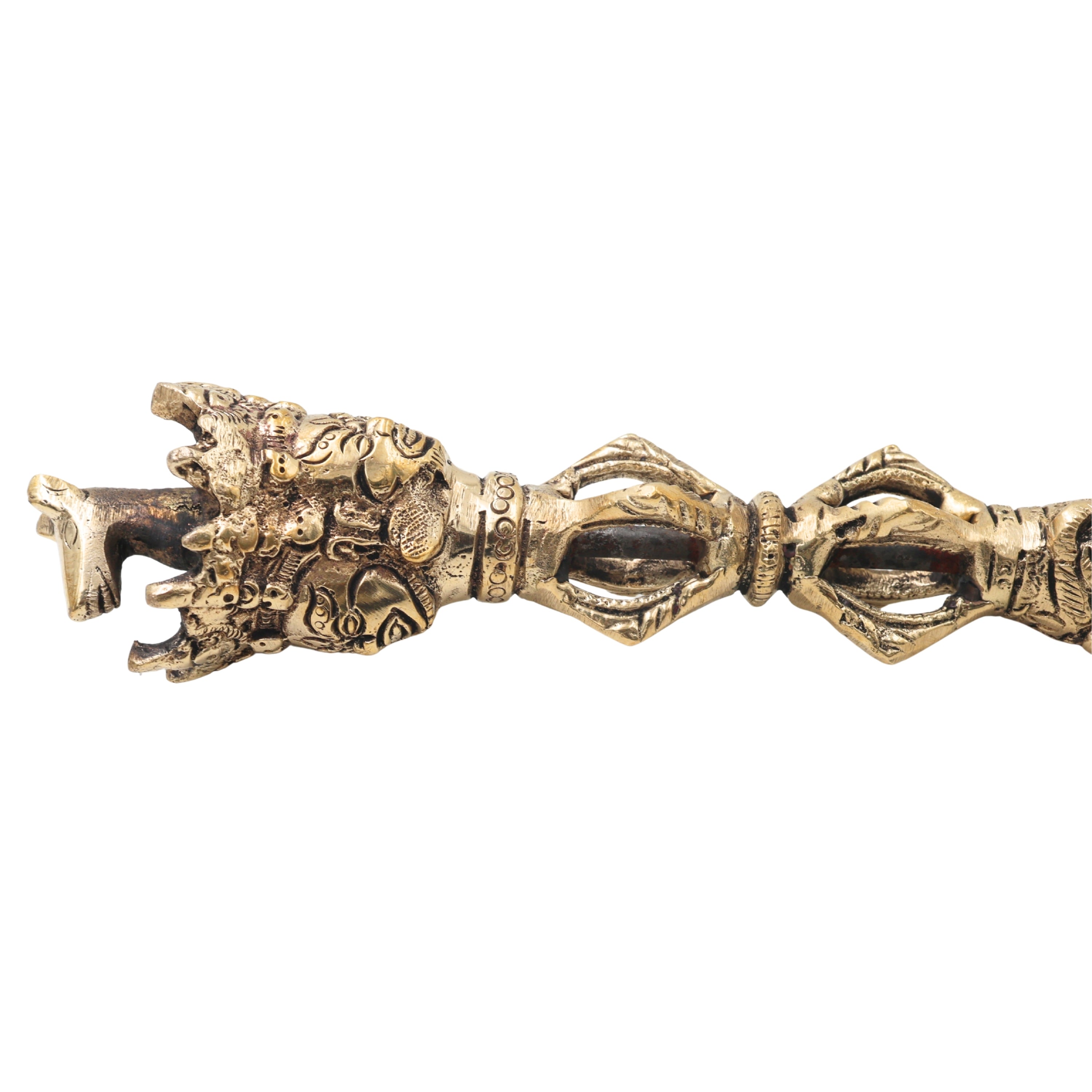 Brass Phurba Vajrakilaya Idol, Tibetan Dorje Vajra Kila Purbha Ritual Dagger for Puja, Tantra, and Spiritual Protection,Gold, 10.5 Inch, 1 Piece