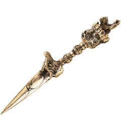 Brass Phurba Vajra Idol, Tibetan Dorje Kila Dagger, Vajrakilaya Tantric Ritual Statue for Puja, Meditation & Protection,Gold, 12 Inch, 1 Piece