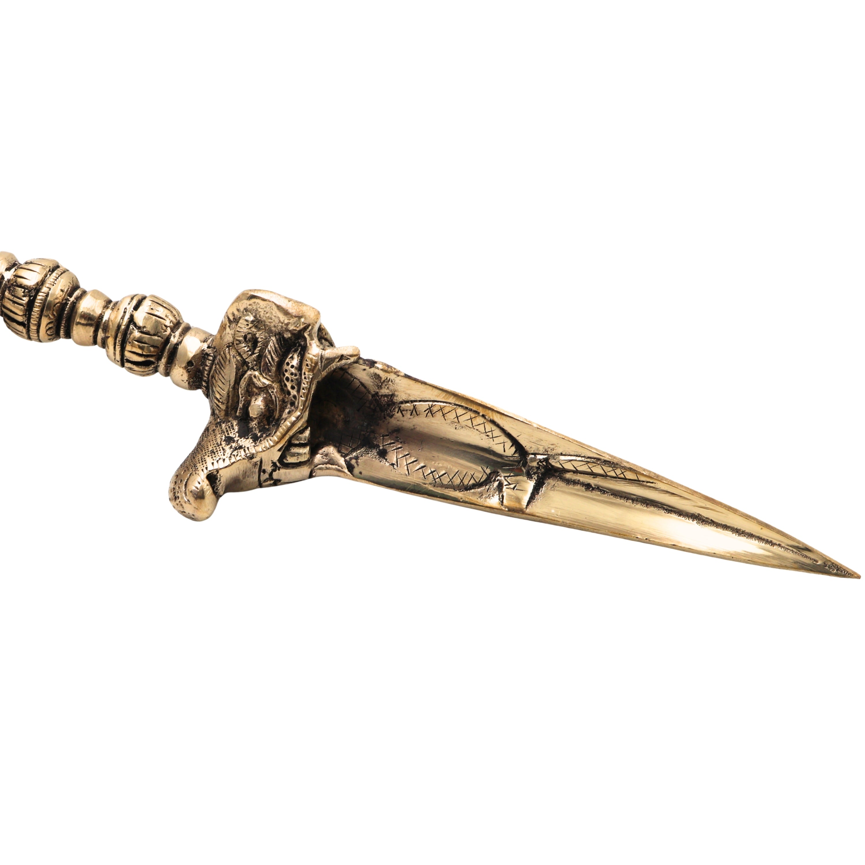 Brass Phurba Vajra Idol, Tibetan Dorje Kila Dagger, Vajrakilaya Tantric Ritual Statue for Puja, Meditation & Protection,Gold, 12 Inch, 1 Piece