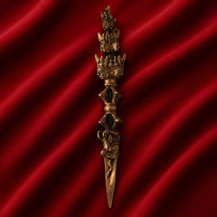 Bhunes Brass Phurba Tibetan Vajra | Buddhist Ritual Dagger | Dorje Phurbu For Meditation, Tantra & Energy Cleansing,Gold, 17.5 Inch, 1 Piece