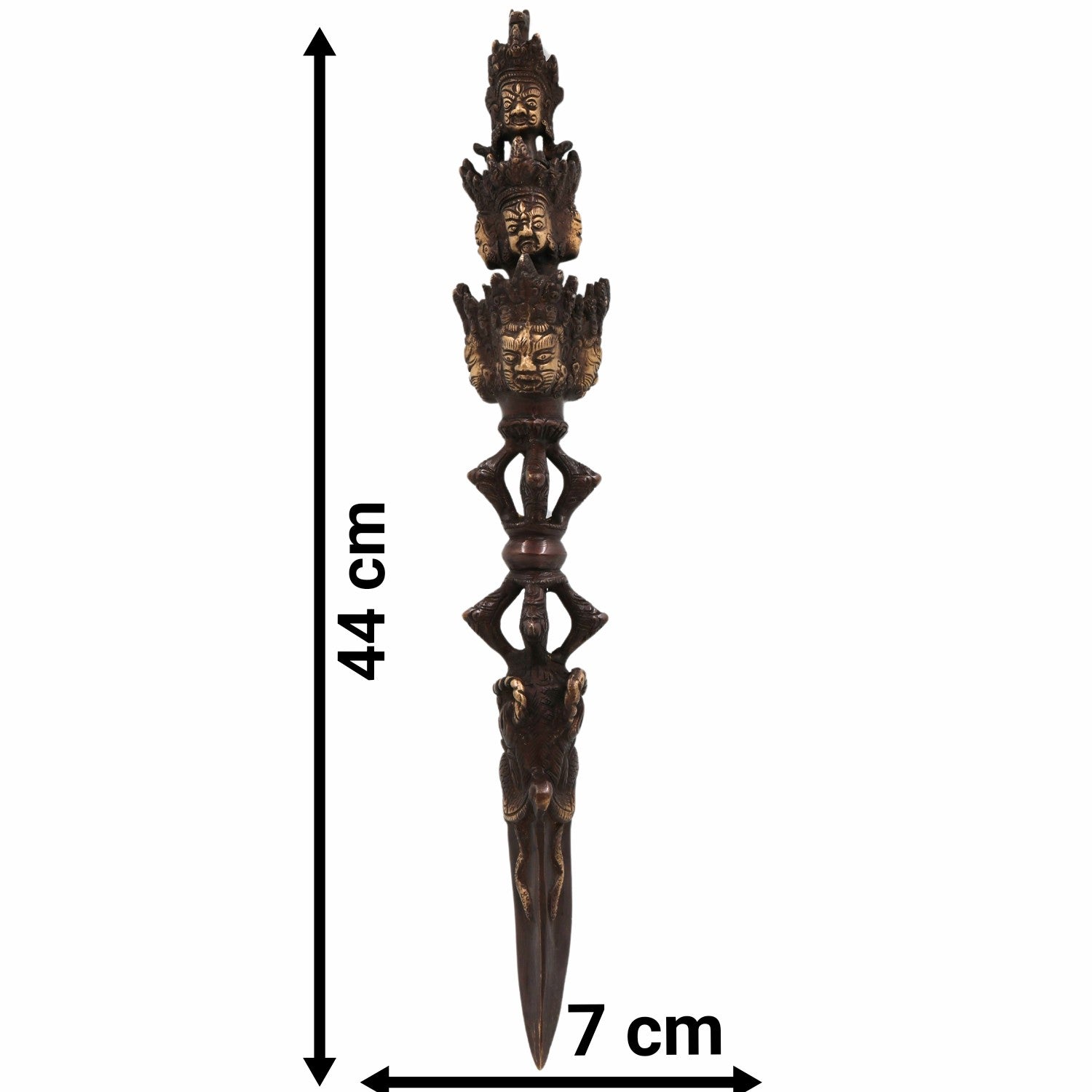 Bhunes Brass Phurba Tibetan Vajra | Buddhist Ritual Dagger | Dorje Phurbu For Meditation, Tantra & Energy Cleansing,Gold, 17.5 Inch, 1 Piece