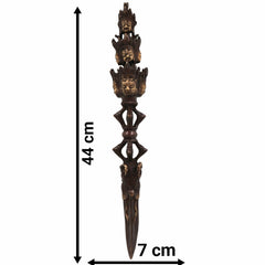 Bhunes Brass Phurba Tibetan Vajra | Buddhist Ritual Dagger | Dorje Phurbu For Meditation, Tantra & Energy Cleansing,Gold, 17.5 Inch, 1 Piece