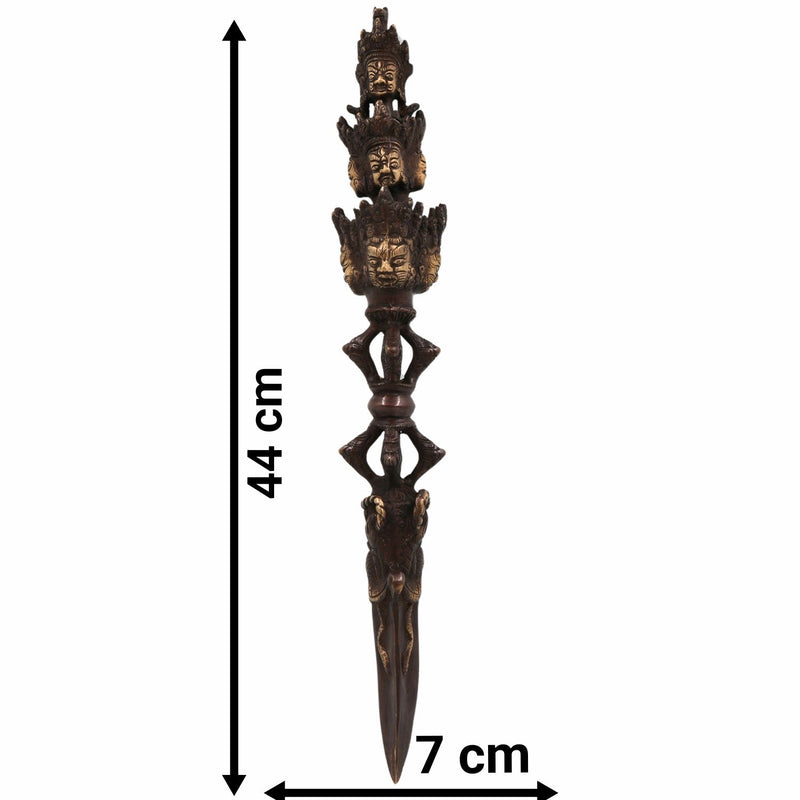 Bhunes Brass Phurba Tibetan Vajra | Buddhist Ritual Dagger | Dorje Phurbu For Meditation, Tantra & Energy Cleansing,Gold, 17.5 Inch, 1 Piece