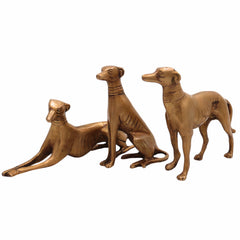 Brass Dog Idol Set of 3 – Handcrafted Sitting, Standing & Sleeping Desi Kutta Figurines, Peetal Dog Sculpture for Home Décor & Gift,Gold, 5.5 Inch, 1 Piece