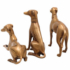 Brass Dog Idol Set of 3 – Handcrafted Sitting, Standing & Sleeping Desi Kutta Figurines, Peetal Dog Sculpture for Home Décor & Gift,Gold, 5.5 Inch, 1 Piece