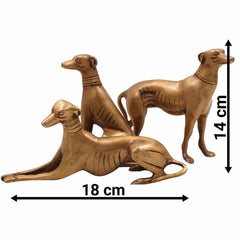 Brass Dog Idol Set of 3 – Handcrafted Sitting, Standing & Sleeping Desi Kutta Figurines, Peetal Dog Sculpture for Home Décor & Gift,Gold, 5.5 Inch, 1 Piece