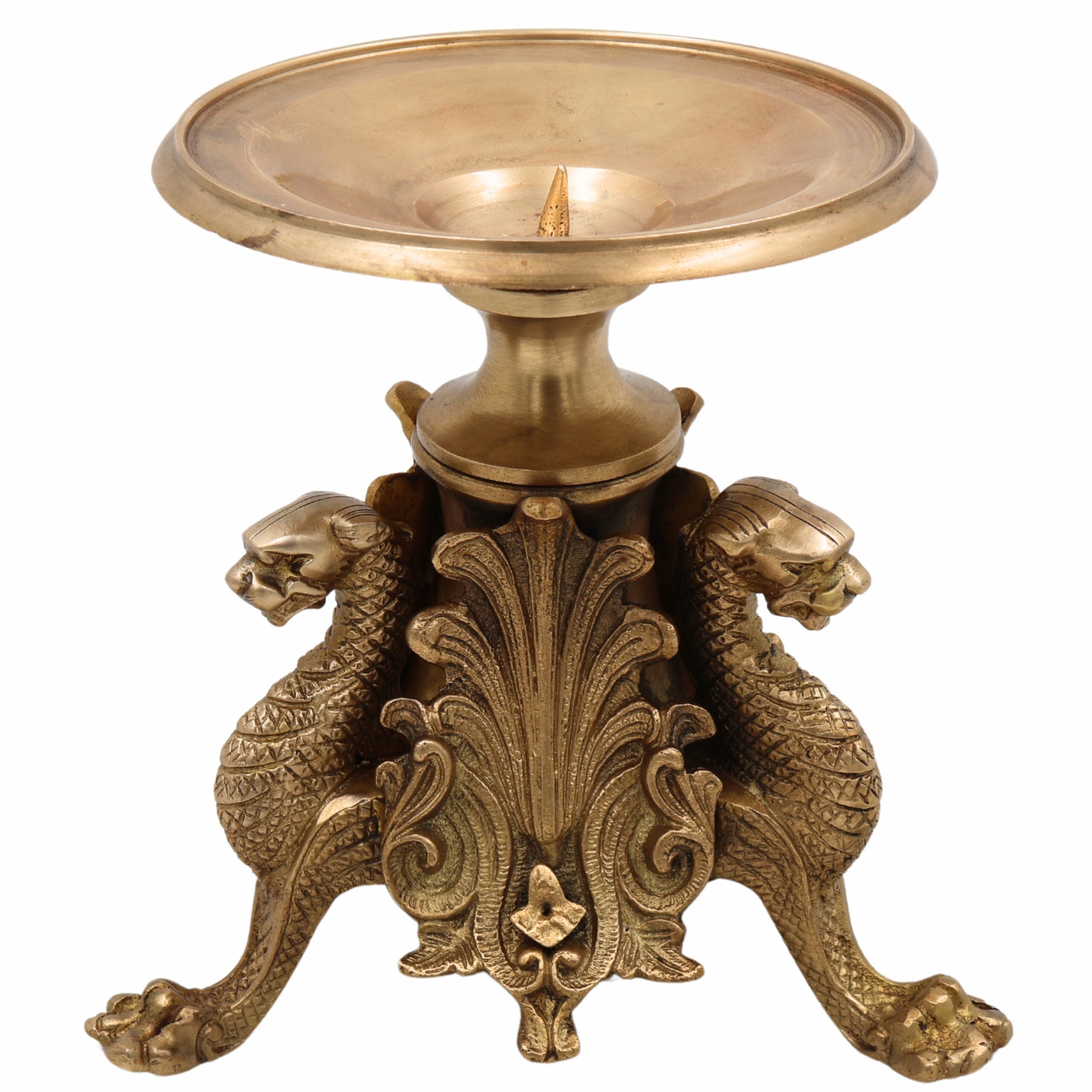 Bhunes Brass Candle Holder – Vintage Handcrafted Candle Stand For Home Décor & Festive Ambience,Gold, 6.5 Inch, 1 Piece