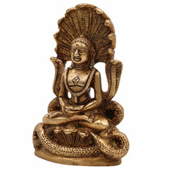 Bhunes Brass Tirthankara Mahavir Jain Statue – Antique Bhagawan Bahubali Idol For Pooja, Temple & Home Décor,Gold, 4.5 Inch, 1 Piece