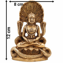 Bhunes Brass Tirthankara Mahavir Jain Statue – Antique Bhagawan Bahubali Idol For Pooja, Temple & Home Décor,Gold, 4.5 Inch, 1 Piece