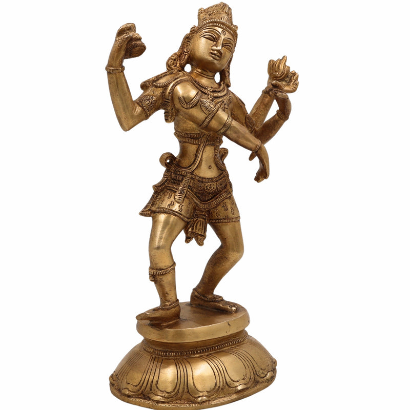 Handcrafted Brass Nataraja Idol – Dancing Shiva Tandava Murthy | Chidambaram Natesha Nritya Moorthy for Home Temple, Pooja & DecorGold, 11 Inch, 1 Piece