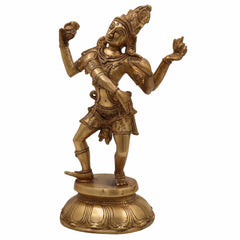 Handcrafted Brass Nataraja Idol – Dancing Shiva Tandava Murthy | Chidambaram Natesha Nritya Moorthy for Home Temple, Pooja & DecorGold, 11 Inch, 1 Piece