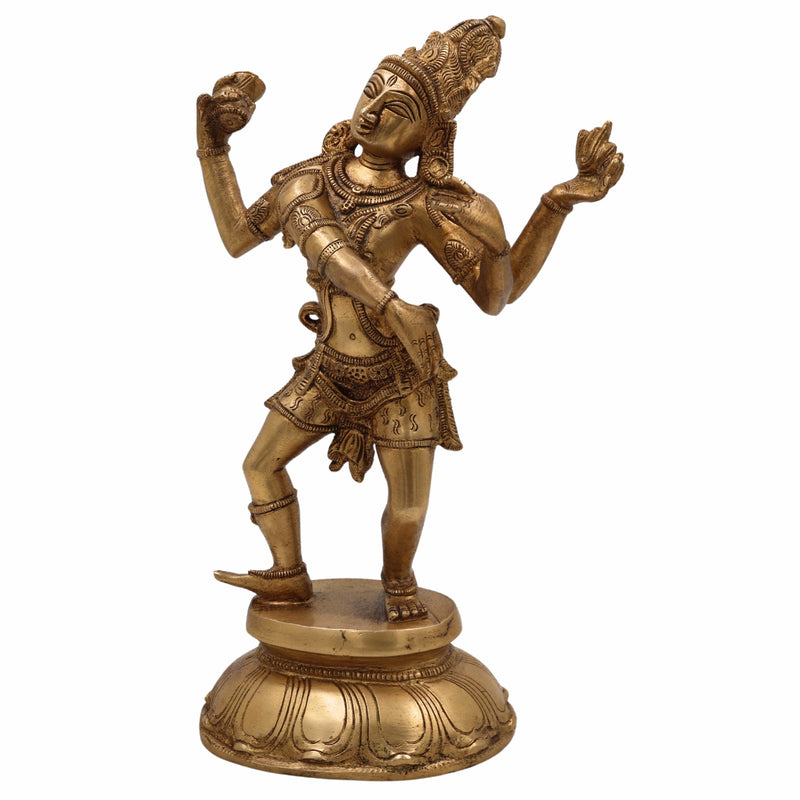 Handcrafted Brass Nataraja Idol – Dancing Shiva Tandava Murthy | Chidambaram Natesha Nritya Moorthy for Home Temple, Pooja & DecorGold, 11 Inch, 1 Piece
