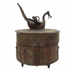 Handcrafted Brass Dogra Box Idol – Traditional Peetal Kumkum Sindoor Storage with Tribal Dhokra Art | Bastar Pital Moorti Box for Pooja & Decor,Brown, 10 Inch, 1 Piece