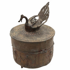 Handcrafted Brass Dogra Box Idol – Traditional Peetal Kumkum Sindoor Storage with Tribal Dhokra Art | Bastar Pital Moorti Box for Pooja & Decor,Brown, 10 Inch, 1 Piece