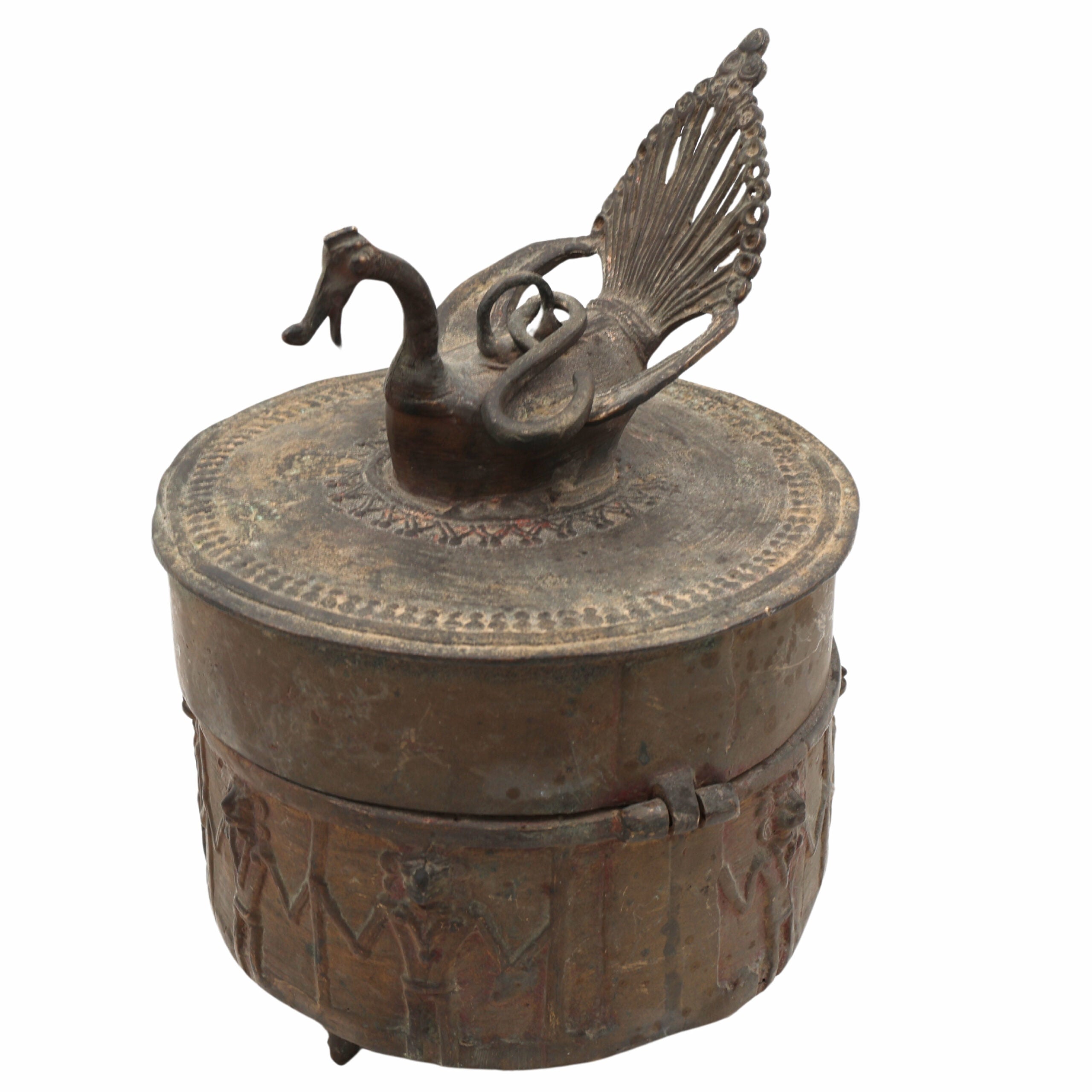 Handcrafted Brass Dogra Box Idol – Traditional Peetal Kumkum Sindoor Storage with Tribal Dhokra Art | Bastar Pital Moorti Box for Pooja & Decor,Brown, 10 Inch, 1 Piece