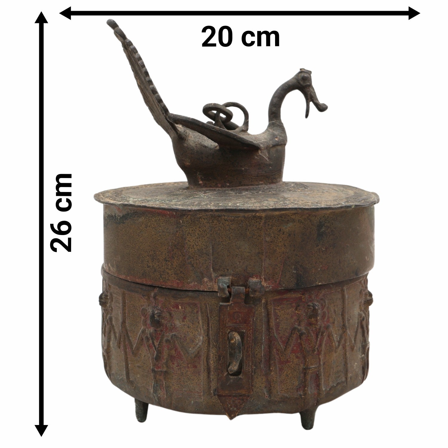 Handcrafted Brass Dogra Box Idol – Traditional Peetal Kumkum Sindoor Storage with Tribal Dhokra Art | Bastar Pital Moorti Box for Pooja & Decor,Brown, 10 Inch, 1 Piece