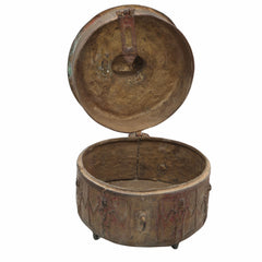 Handcrafted Brass Dogra Box Idol – Traditional Peetal Kumkum Sindoor Storage with Tribal Dhokra Art | Bastar Pital Moorti Box for Pooja & Decor,Brown, 10 Inch, 1 Piece