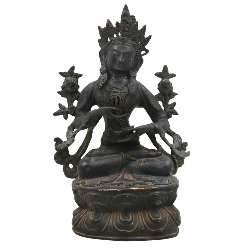 Brass Tara Maa Idol | Mahavidya Ugra Tara Devi Murti | Neela Saraswati Pital Statue for Pooja, Home Temple & Gift,Black, 10.5 Inch, 1 Piece